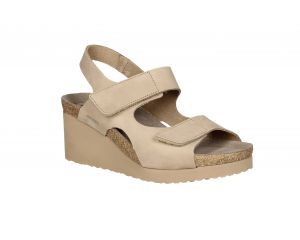 Sandalia Nobuck Taupe 2 Velcros Pespuntes Cu#a Baja