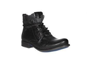 Bota Cordon/cremallera Piel Negro Pieza Punta Interior Pelos